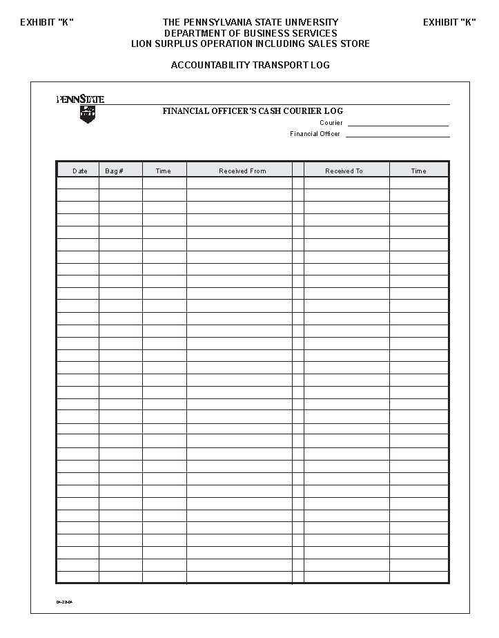 Image of Accountability for Transport Log