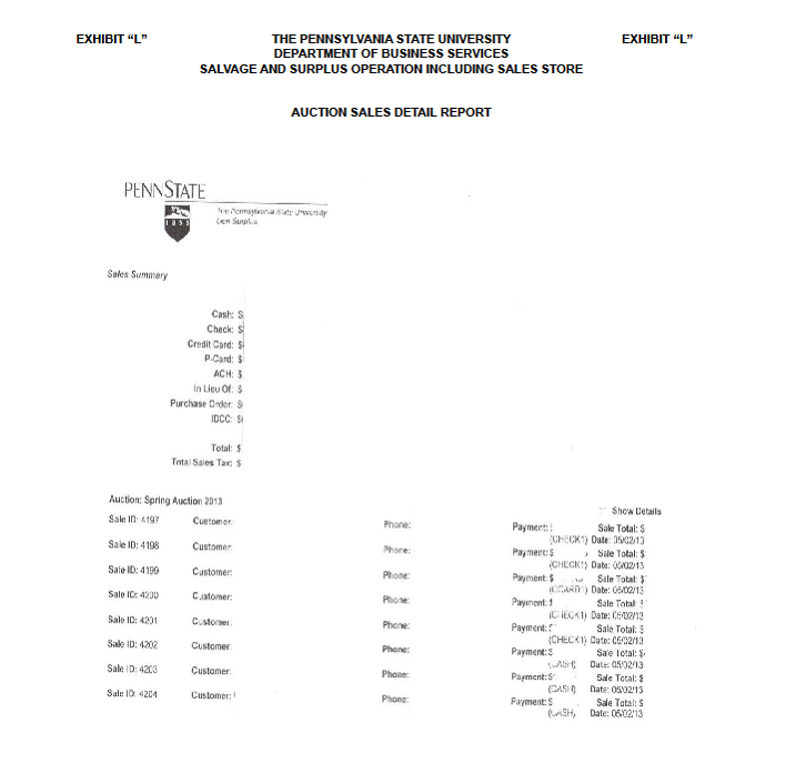 Image of Auction Sales Detail Report